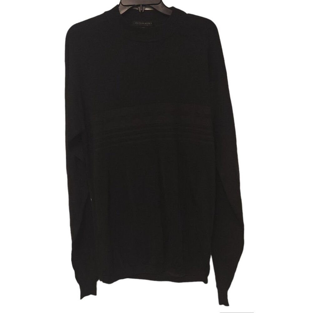 Domani Platinum Shirt Henley Vintage 90s Black Long Sleeve Cotton Rayon Mens XXL